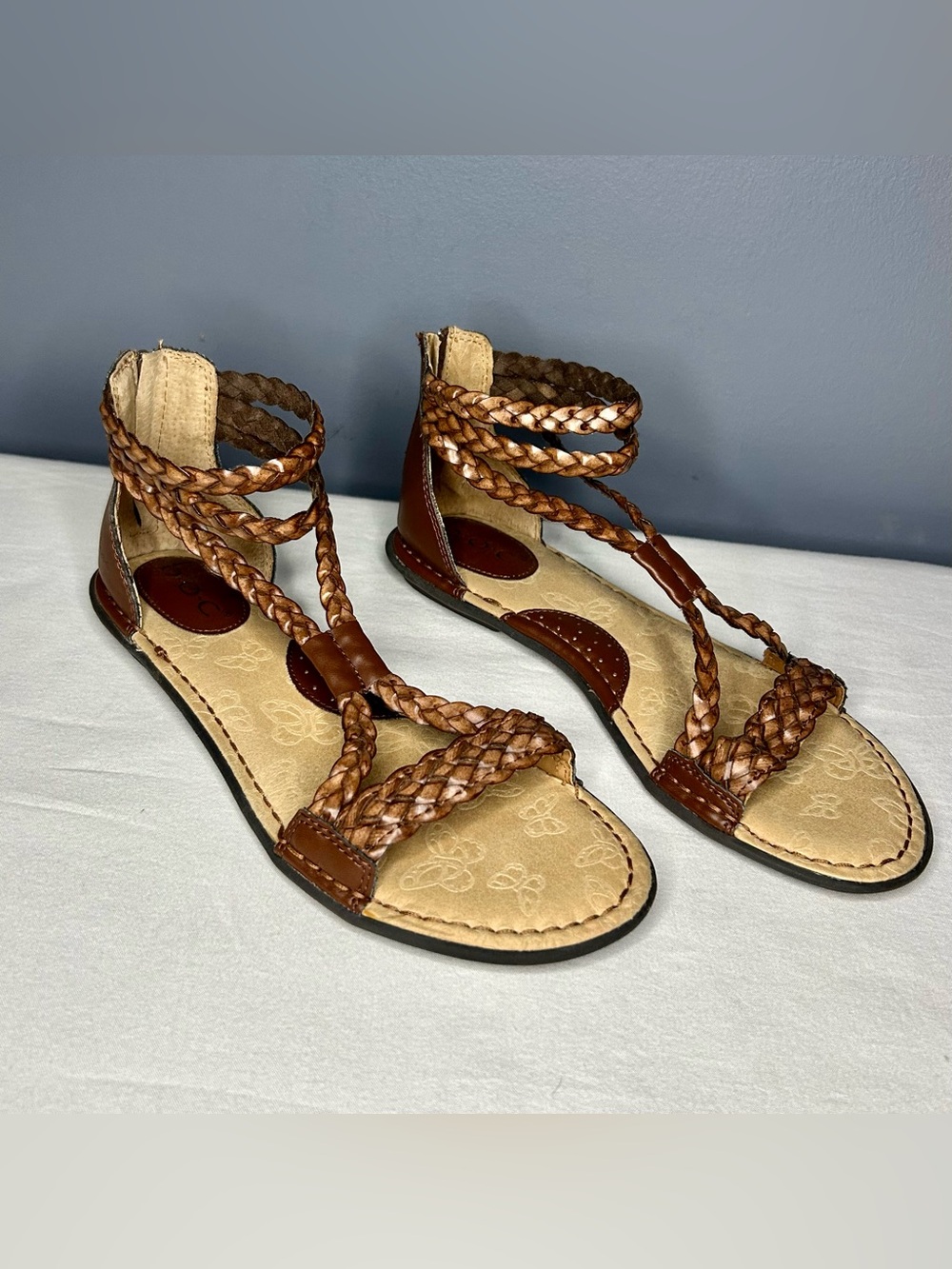 B.O.C Born Macedonia Gladiator Flat Sandals Womens 9 / 40 Brown Braided Vegan